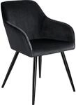 TecTake GmbH Esszimmerstuhl Marilyn Samtoptik, schwarze Stuhlbeine - schwarz, pro