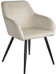 TecTake GmbH Esszimmerstuhl Marilyn Samtoptik, schwarze Stuhlbeine - creme/schwarz,