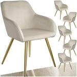 TecTake GmbH Esszimmerstuhl Marilyn Samtoptik, goldene Stuhlbeine - creme/gold,...