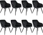 TecTake GmbH Esszimmerstuhl Marilyn Samtoptik, schwarze Stuhlbeine - schwarz, 8er Set