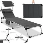 TecTake GmbH Aluminium Sonnenliege Lorella gepolstert, klappbar - grau 405105