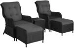 TecTake GmbH Aluminium Rattan Sitzgruppe Benissa 2+2 - schwarz/grau 405093