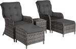TecTake GmbH Aluminium Rattan Sitzgruppe Benissa 2+2 - grau-meliert/grau 405094