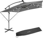 TecTake GmbH Sonnenschirm Sunna LED-Solar mit Kurbel 2,5 x 2,5 m - hellgrau 405024