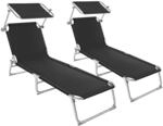 TecTake GmbH 2 Gartenliegen 4-stufig - schwarz 400683