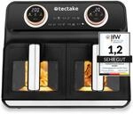 TecTake GmbH Hei&szlig;luftfritteuse Samurai, 2 Garr&auml;ume, 7 Programme, 2400W -...
