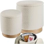 TecTake GmbH 2er Set Sitzhocker Orchide Boucl&eacute;, gepolstert, mit Stauraum -...