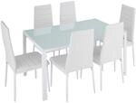 TecTake GmbH Essgruppe Brandenburg 6+1 - wei&szlig;/wei&szlig; 404382