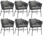 TecTake GmbH Stuhlset Valeiras im Rope-Design, dicke Polster, 60x61x77cm - 6er Set