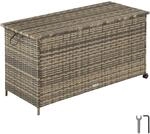 TecTake GmbH Auflagenbox Kuusamo, Rattan, mit Aluminiumgestell und Rollen -...