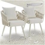 TecTake GmbH Stuhl Lugano im Rope-Design mit Aluminiumgestell - beige 406874
