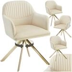 TecTake GmbH Samt-Drehstuhl Lona mit dicker Polsterung - creme/gold, 4er Set...