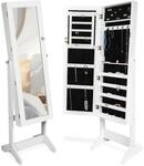 TecTake GmbH Schmuckschrank mit Spiegel, hochkant - wei&szlig; 400764