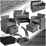 TecTake GmbH Rattan Sitzgruppe Modena 3+2+1 inkl. Schutzh&uuml;lle - grau 403279