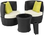 TecTake GmbH Aluminium Rattan Sitzgruppe Nizza 2+1+1 - schwarz 403139