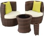 TecTake GmbH Aluminium Rattan Sitzgruppe Nizza 2+1+1 - schwarz/braun 403140