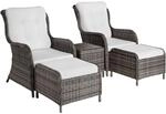 TecTake GmbH Aluminium Rattan Sitzgruppe Benissa 2+2 - grau 403351