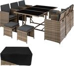 TecTake GmbH Rattan Sitzgruppe Malaga 6+4+1 mit Schutzh&uuml;lle - natur 403731