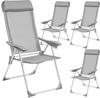 tectake 4 Aluminium Gartenstühle klappbar mit Kopfteil - grau 402181