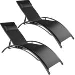 TecTake GmbH 2 Gartenliegen aus Aluminium, 5-stufig - schwarz 403067