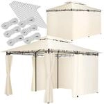TecTake GmbH Luxus Garten Pavillon Emine 4x3m mit 6 Seitenteilen - creme 403268