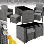 TecTake GmbH Rattan Sitzgruppe Palermo 2+2+1 - grau 403562