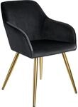TecTake GmbH Esszimmerstuhl Marilyn Samtoptik, goldene Stuhlbeine - schwarz/gold, pro