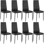 TecTake GmbH Esszimmerst&uuml;hle, Kunstleder mit Glitzersteinen - schwarz, 8er Set