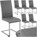 TecTake GmbH Schwingst&uuml;hle, Kunstleder - grau, 6er Set 403897
