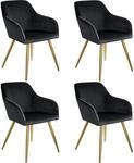TecTake GmbH Esszimmerstuhl Marilyn Samtoptik, goldene Stuhlbeine -...