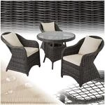 TecTake GmbH Aluminium Rattan Sitzgruppe Z&uuml;rich 3+1 - grau 403949