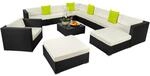 TecTake GmbH Rattan Lounge mit Aluminiumgestell Las Vegas - schwarz 403839