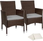 TecTake GmbH 2 Rattansessel inkl. 4 Sitzbez&uuml;ge - braun/beige 404550