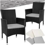 TecTake GmbH 2 Rattansessel inkl. 4 Sitzbez&uuml;ge - schwarz/beige 404549