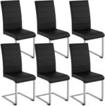 TecTake GmbH Schwingst&uuml;hle, Kunstleder - schwarz, 6er Set 403895