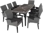 TecTake GmbH Rattan Tisch Foggia mit 8 St&uuml;hlen Rosarno - grau 404861