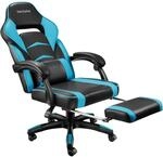 TecTake GmbH Racing B&uuml;rostuhl Comodo mit Fu&szlig;st&uuml;tze - schwarz/azur 404741