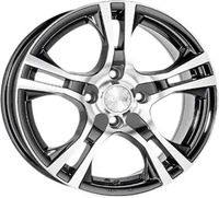 Platin 60PLV50453, Platin P53 Black Polished 6x15 ET 38 4/100 Alufelge Schwarz