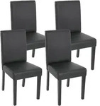 4er-Set Esszimmerstuhl Stuhl K&uuml;chenstuhl Littau ~ Kunstleder, schwarz matt,...