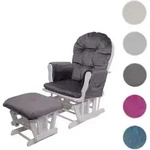 Relaxsessel HWC-C76, Schaukelstuhl Sessel Schwingstuhl mit Hocker ~ Samt, grau,