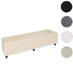Aufbewahrungs-Truhe Kriens XXL, Leder + Kunstleder, 180x45x45cm ~ creme