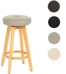 Barhocker Navan, Barstuhl Tresenhocker, Holz Kunstleder drehbar ~ taupe, helle...