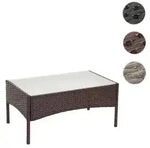 Poly-Rattan Gartentisch Halden, Beistelltisch Tisch mit Glasplatte ~...