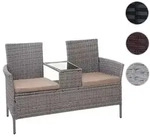 Poly-Rattan Sitzbank mit Tisch HWC-E24, Gartenbank Sitzgruppe Gartensofa, 132cm ~