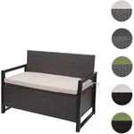 Poly-Rattan 2er Sitzbank HWC-F39, Gartenbank Truhenbank, Staufach Aufbewahrung