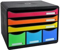 Exacompta Schubladenbox STOREBOX, 6 F&auml;cher, Farbe: Regenbogen