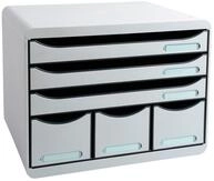 Exacompta Schubladenbox STOREBOX, 6 F&auml;cher, Farbe: lichtgrau