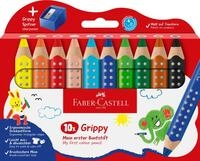Faber-Castell Buntstifte Grippy mit Spitzer, Setgr&ouml;&szlig;e: 10 St&uuml;ck