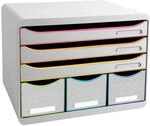 Exacompta Schubladenbox STOREBOX, 6 F&auml;cher, Farbe: wei&szlig;