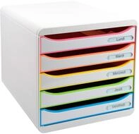 Exacompta Schubladenbox &bdquo;Office&ldquo;, DIN A4 plus, 5 F&auml;cher, Farbe: wei&szlig;
